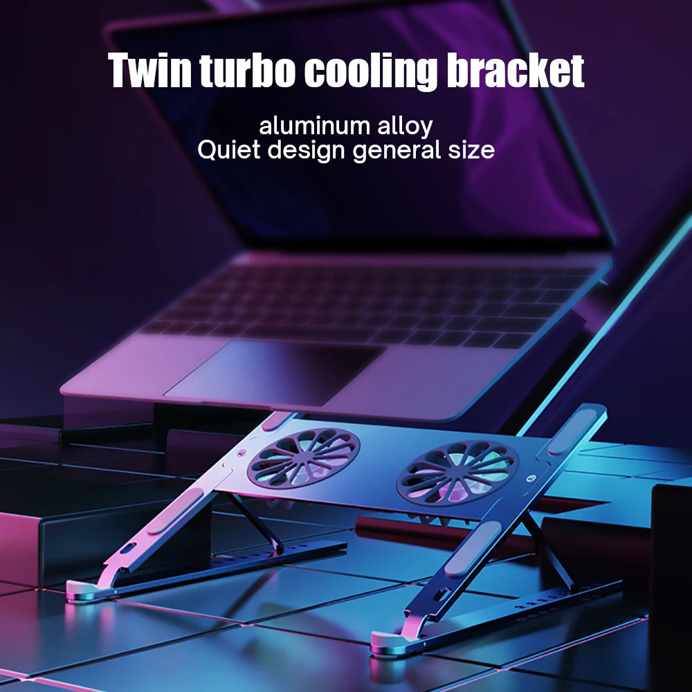 Adjustable Laptop Stand For Macbook Computer PC iPad Tablet  With RGB Light Stand Cooling Fan Pad Laptop Holder Support Notebook