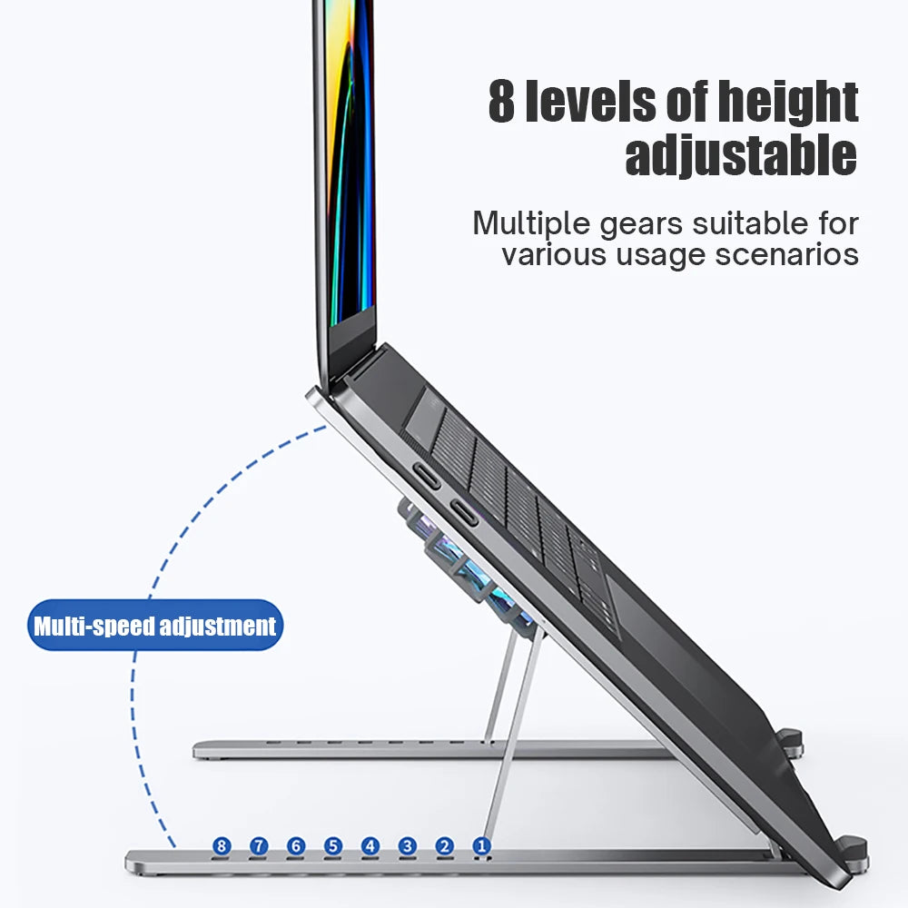 Adjustable Laptop Stand For Macbook Computer PC iPad Tablet  With RGB Light Stand Cooling Fan Pad Laptop Holder Support Notebook