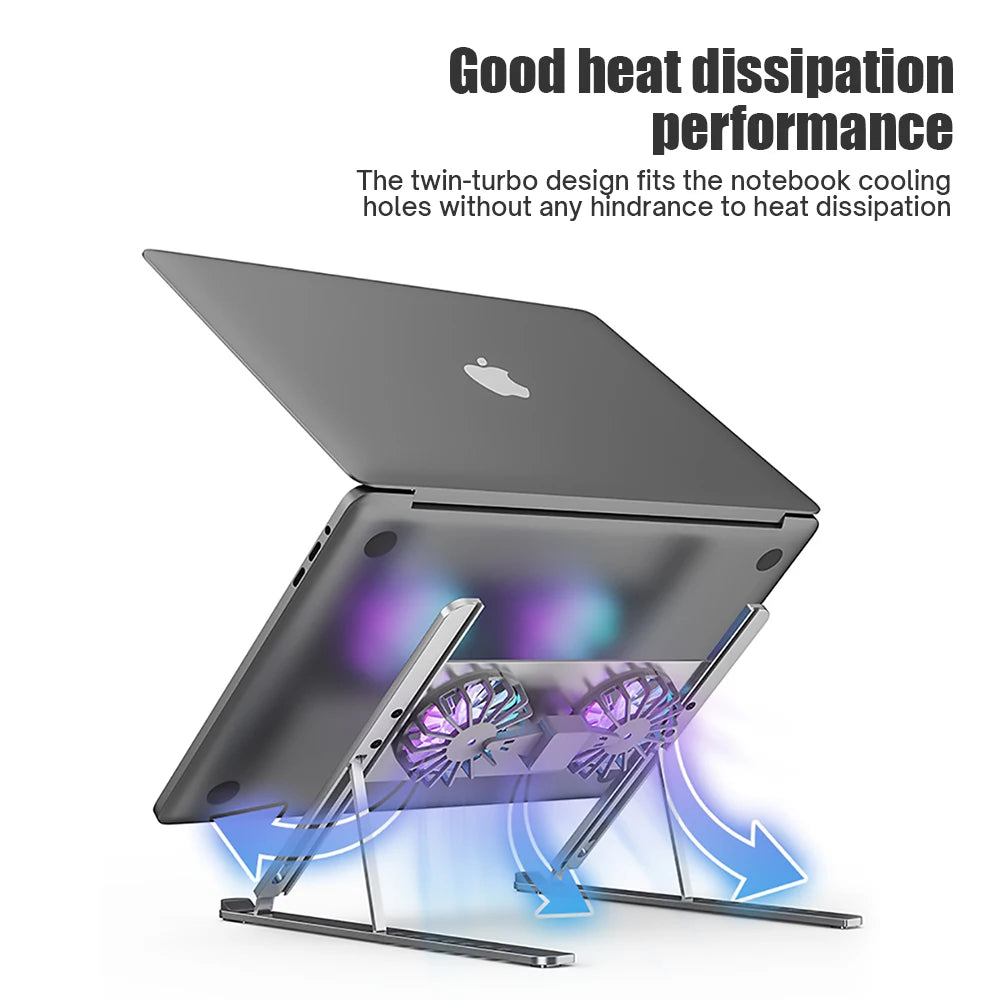 Adjustable Laptop Stand For Macbook Computer PC iPad Tablet  With RGB Light Stand Cooling Fan Pad Laptop Holder Support Notebook