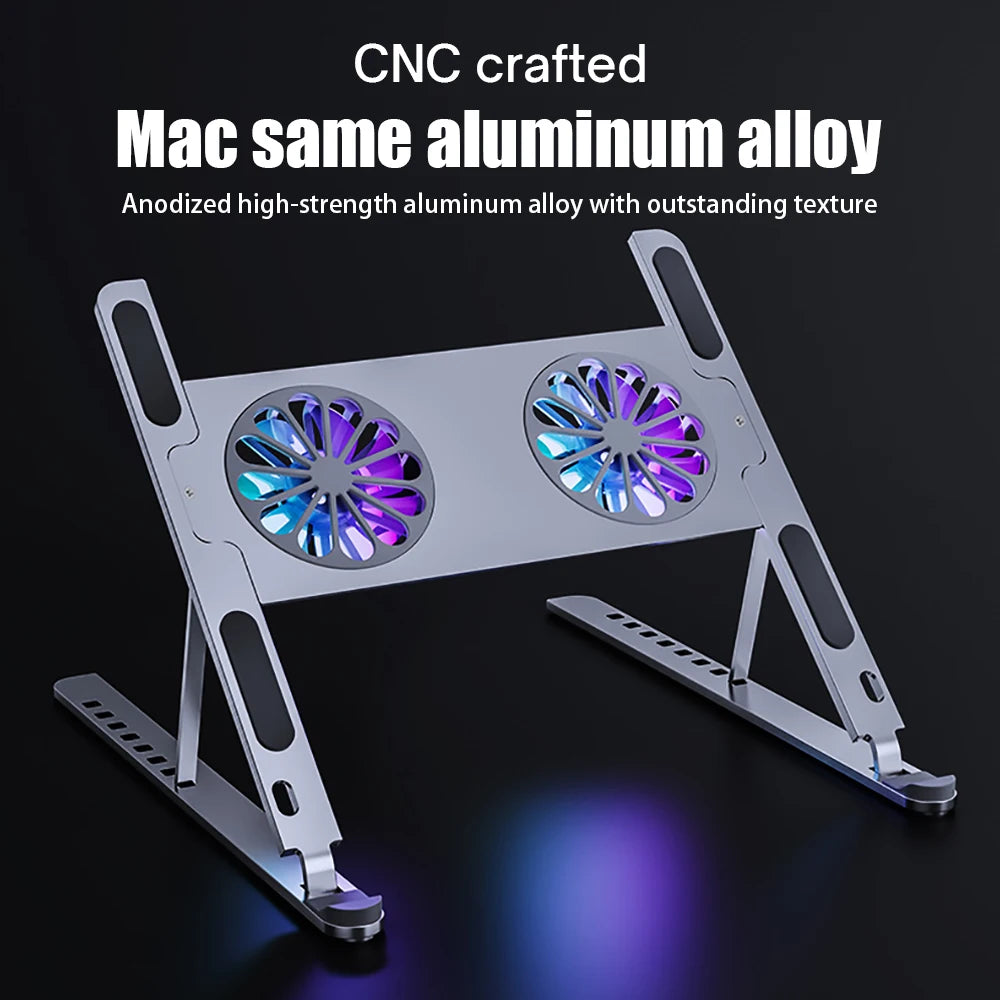 Adjustable Laptop Stand For Macbook Computer PC iPad Tablet  With RGB Light Stand Cooling Fan Pad Laptop Holder Support Notebook