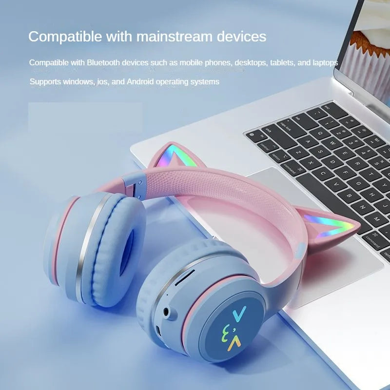 Gradient Cat Ear Bluetooth Earphones Wireless