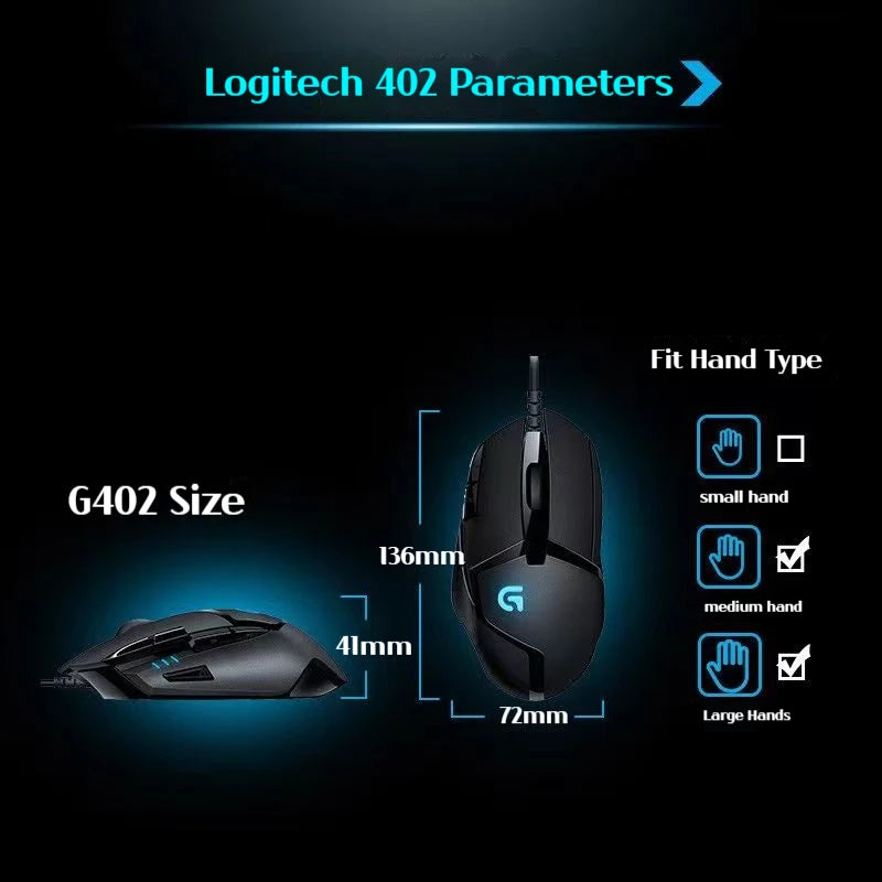 Logitech G402 Hyperion Fury Wired Gaming Mouse 4000 DPI