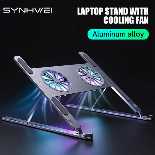 Adjustable Laptop Stand For Macbook Computer PC iPad Tablet  With RGB Light Stand Cooling Fan Pad Laptop Holder Support Notebook