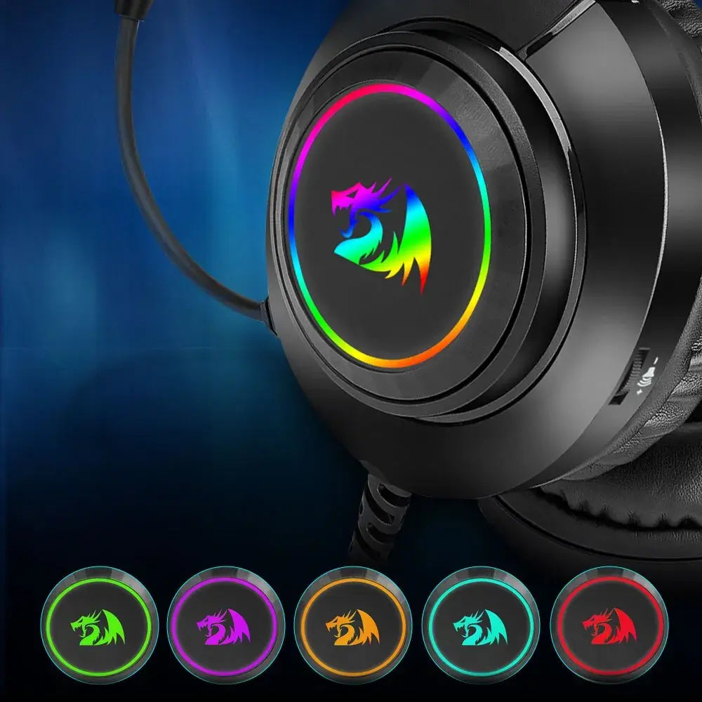 Redragon Hylas H260 Rgb Gaming Hoofdtelefoon, 3.5Mm Surround Sound Computer Pc Headset Oordopjes Microfoon Voor Ps4 Switch Xbox-One