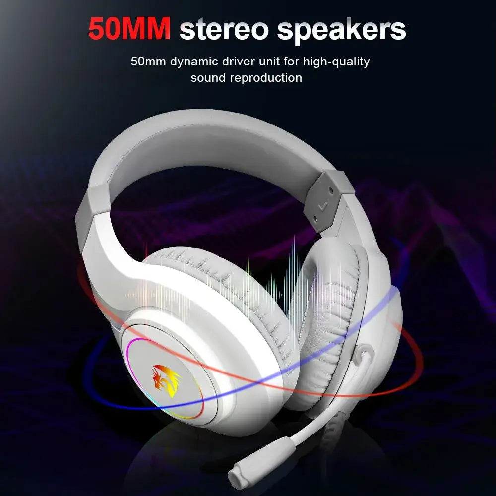 Redragon Hylas H260 Rgb Gaming Hoofdtelefoon, 3.5Mm Surround Sound Computer Pc Headset Oordopjes Microfoon Voor Ps4 Switch Xbox-One