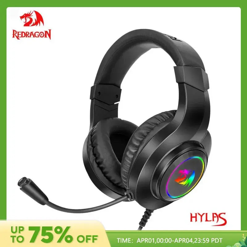 Redragon Hylas H260 Rgb Gaming Hoofdtelefoon, 3.5Mm Surround Sound Computer Pc Headset Oordopjes Microfoon Voor Ps4 Switch Xbox-One