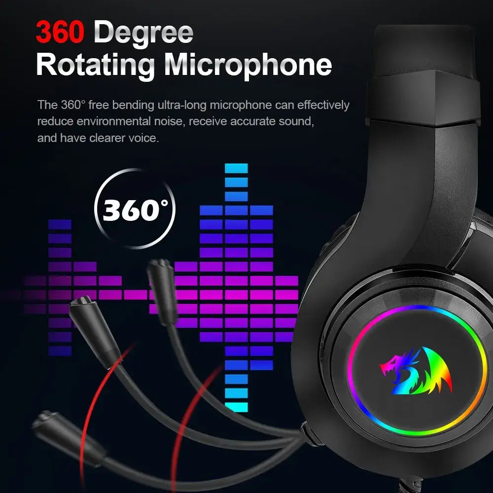 Redragon Hylas H260 Rgb Gaming Hoofdtelefoon, 3.5Mm Surround Sound Computer Pc Headset Oordopjes Microfoon Voor Ps4 Switch Xbox-One